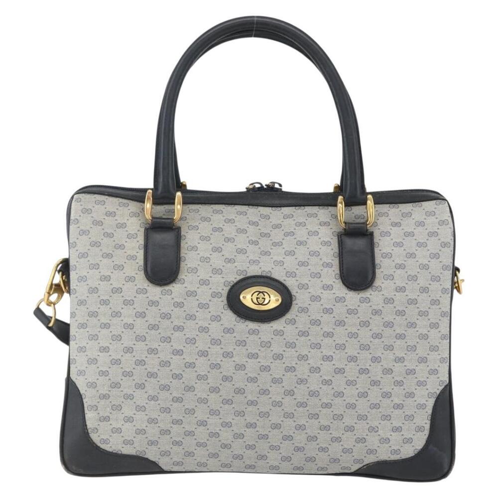 GUCCI Micro GG Supreme Hand Bag PVC Navy Gold 002 58 0033 Auth 151506 - Picture 13 of 16